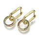 Brass Micro Pave Cubic Zirconia Dangle Huggie Hoop Earrings KK-R137-021B-NF-2