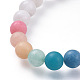 Bracelets de perles extensibles en jade blanc naturel teint BJEW-JB05171-3