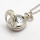 Смешанные стили сплава плоские круглые кулон ожерелье кварц карманные часы WACH-M033-M-4