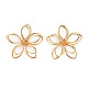Brass Wire Beads, Nickel Free, Flower, Real 18K Gold Plated, 1x1x1/4 inch(24x25x7mm)