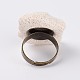Pepitas ajustables anillos de dedo de piedras preciosas de roca de lava RJEW-I013-02-3