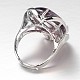 Latón ovalado ajustable anillos de banda ancha de amatista naturales RJEW-L062-03D-3