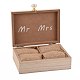 Прямоугольник г-н и миссис деревянная деревенская обручальная коробка с двойным кольцом OBOX-K002-01-2
