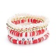 Ensemble de bracelets extensibles en perles heishi en argile polymère faits à la main BJEW-JB07401-03-1