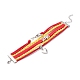 インフィニティラブハートスペインワードチャームマルチ連ブレスレット  男性女性のための編みこみの革コードの国旗のブレスレット  銀  レッド  7-1/8インチ（18cm） BJEW-C008-01-3