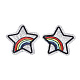 機械刺繍布地アイロンワッペン  マスクと衣装のアクセサリー  アップリケ  虹と星  銀  47.5x50.5x1mm X-FIND-T030-121-1