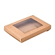 折りたたみクリエイティブクラフト紙箱  ウェディング記念品ボックス  賛成ボックス  紙ギフトボックス  クリアウィンドウ付き  長方形  キャメル  箱：12.5x8.5x1.5センチメートル X-CON-L018-C06-3
