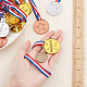 24個3色プラスチックスポーツミートメダル  ポリエステルコード付き  スターとワードの勝者とのフラットラウンド  ミックスカラー  10-7/8インチ（27.5cm）  8個/カラー NJEW-CN0001-01-3