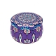 印刷されたブリキ収納ボックス  ジュエリー＆アロマテラピーキャンドル＆キャンディーボックス用  花柄  紫色のメディア  7.7x5cm CON-WH0082-004-1