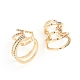 Brass Micro Pave Cubic Zirconia Cuff Earrings EJEW-G274-04G-2