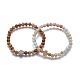 Круглые эластичные браслеты с бусинами из натуральных драгоценных камней BJEW-L648-03-1