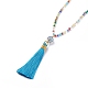 (Jewelry Parties Factory Sale)Polyester Tassel Pendant Necklaces NJEW-JN02621-01-2