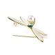 Rhinestonoe Dragonfly with Plastic Imitation Pearl Brooch Pin JEWB-I020-02LG-3