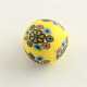 Perles en pâte polymère avec motif de fleurs manuelles CLAY-Q173-M-2
