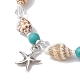 Set di braccialetti con ciondoli stella marina in lega da 3 pz BJEW-JB10090-4