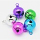 Mixed Color Round Brass Bell Pendants For Christmas X-IFIN-Q052-M-1