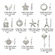 10 pièces 10 pendentifs en alliage de ton platine avec strass ALRI-YW0001-13-3