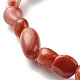 Bracciale elasticizzato con perline di diaspro rosso naturale per lei BJEW-JB06951-08-5