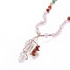 Natural Rose collares de perlas colgante de cuarzo NJEW-K116-A04-3