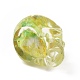 天然蛍石スカルビーズ  ハロウィーン透明樹脂スカル、金箔付き  穴がない  黄緑  23x22x25mm G-P490-02D-3