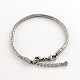 304 Stainless Steel European Style Round Snake Chains Bracelets, with Lobster Claw Clasp, Stainless Steel Color, 195x3mm