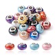 Perle europee in resina opaca, perline con foro grande, imitazione della porcellana, con tono platino ottone doppie core, ab colore, rondelle, colore misto, 14x9mm, Foro: 5 mm