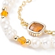 Natural Pearl & Glass Beaded Multi-strand Bracelet with Brass Cable Chains for Women BJEW-TA00077-03-5