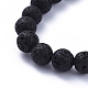 Bracelets extensibles à perles rondes en pierre de lave naturelle BJEW-JB05118-02-3