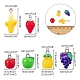 樹脂チャーム  プラチナトーンのアイアンループ付き  模造食品  混合図形  ミックスカラー  7.4x7.2x1.7cm  12個/箱 MAK-NB0001-04-2