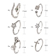 6 Uds. 6 anillos ajustables de latón micro pavé de circonita cúbica transparente RJEW-LS0001-09P-3