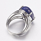 天然ラピスラズリ広帯域指輪  真鍮製の指輪のパーツ  オーバル  18mm RJEW-K224-A15-2