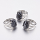 Natural Snowflake Obsidian Wide Band Finger Rings RJEW-K224-A08-3