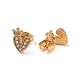 Coeur avec couronne 304 clous d'oreilles en acier inoxydable avec strass EJEW-A081-16G-01-2