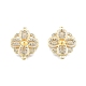 Ion Plating(IP) Brass Micro Pave Clear Cubic Zirconia Connector Charms KK-C006-35G-2