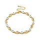 Bracelet chaîne à maillons ovales en verre et mauvais œil en émail BJEW-G663-01G-04-1