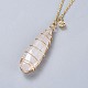 Natural Quartz Crystal Pendants Necklaces and Dangle Earrings Jewelry Sets SJEW-JS01026-3