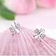 Real Platinum Plated Brass Four Leaf Clover Stud Earrings EJEW-EE0001-231-6