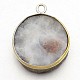 Natural Druzy Agate Crystal Electroplate Flat Round Pendants G-F168-13C-2