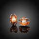 Shell Shape Tin Alloy and Round Imitation Pearl Stud Earrings EJEW-BB16330-4