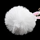 かわいいウサギの PU レザー & イミテーション レッキス ラビット ファー ボール キーチェーン  合金クラスプ付  バッグの車のキーの装飾用  ホワイト  16.5~16.9cm KEYC-C005-02B-3