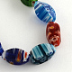 Twist Oval Handmade Millefiori Glass Beads Strands LK-R004-30-1