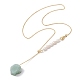 Collana lariat con pendente a pepita di pietre preziose naturali miste con perle di perle NJEW-JN04508-5