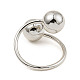 Rack Plating Brass Round Ball Beded Open Cuff Rings RJEW-D009-03P-2