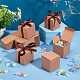 正方形の折り畳み厚紙紙キャンディー ギフト ボックス  食品包装箱  シルクリボン付き  淡い茶色  完成品：5x5x5cm CON-WH0094-14A-4