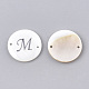 淡水シェルリンクコネクター  真鍮パーツ  フラットラウンド  プラチナ  文字.m  20~21x3mm  穴：1.2mm X-SHEL-S274-22M-P-2