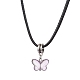 Glass Butterfly Pendant Necklaces NJEW-JN04572-2