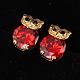 Real 18K Gold Plated Brass Owl Cubic Zirconia Stud Earrings EJEW-EE0001-255D-4