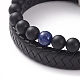Unisex Stretch Bracelets & Leather Cord Bracelets Sets BJEW-JB04895-01-2