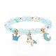 Bracelet extensible en perles d'imitation acrylique avec breloques en alliage d'émail pour femme BJEW-JB08448-3
