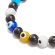 Bracelet extensible en perles rondes en turquoise synthétique (teint) et lampadaire mauvais œil avec breloque main hamsa pour femmes BJEW-JB07836-6